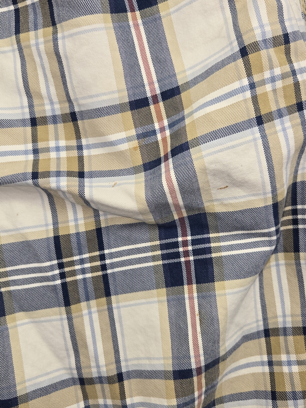 Abercrombie & Fitch Men's Plaid Cargo Shorts - Cream, Blue & Tan - Picture 2 of 10